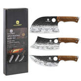 Lccowot 3-piece butcher knife set with wooden handles for precise home prep.