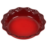 Le Creuset Heritage Pie Dish Cerise top view highlights even browning and elegant presentation.