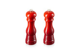 Le Creuset MG610-67 salt and pepper mills cerise side view for easy seasoning