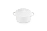 Le Creuset mini round cocotte white top view showing even heat distribution