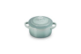 Le Creuset Mini Round Cocotte Sea Salt glaze ready for individual servings