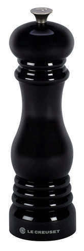 Le Creuset pepper mill exterior in black, a stylish touch for any kitchen decor.
