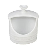 Le Creuset salt crock in white with easy side access for salt