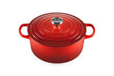 Le Creuset Signature Round Dutch Oven Cerise, 5.5 qt, delivers even heat for braises.