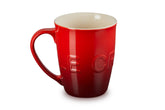 Le Creuset 20 oz Logo Mug in Cerise with wrap-around branding and generous capacity