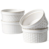 LE TAUCI 12oz embossed ramekin with textured design for elegant dessert plating