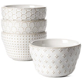 LE TAUCI Arctic White 8oz dessert bowl with embossed pattern for everyday elegance