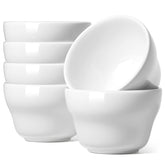 LE TAUCI Bouillon Cups 8oz set of six white bowls ideal for desserts and sauces