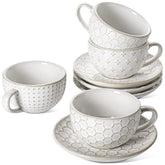 LE TAUCI cappuccino cup with embossed pattern for café-style latte art