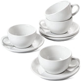 LE TAUCI cappuccino cups with saucers show premium heft for a refined coffee ritual.