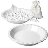 LE TAUCI 9-inch ceramic pie dish with fluted edge for bakery-style crusts