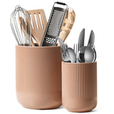LE TAUCI ceramic utensil holder large in dusty pink for easy countertop organization.