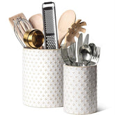 LE TAUCI large Arctic White utensil holder on a kitchen counter for organized spatulas.