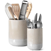 LE TAUCI large countertop utensil holder keeps spatulas within reach.