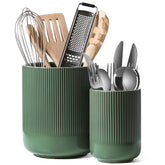 LE TAUCI utensil holder set on the counter keeps utensils within easy reach.