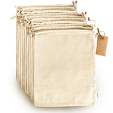 LEAFICO organic cotton produce bags medium 8x10 for snacks and reusable storage.