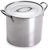 Learn To Brew 5-gallon stainless steel stock pot with lid, ideal for brewing batches.