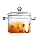 Leaves and Trees Y glass saucepan with lid for easy monitoring