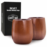 LEAVITT BAY COFFEE teak whiskey cups, handcrafted for refined sipping.