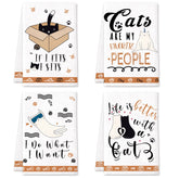 Lebsitey cat kitchen towels set of 4 displayed for soft, absorbent drying.