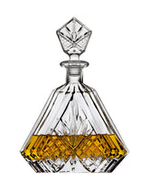 Lefonte whiskey decanter triangular-cut close-up showcases crystal clarity for tasting sessions.