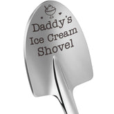 LEJIAJINW Dad's Ice Cream Spoon close-up with engraved text and polished finish.