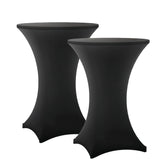 Lemict round black tablecloths 2-pack for secure fit on cocktail tables.