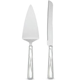Lenox Adorn cake knife and server in silver with ribbon motif for weddings