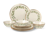 Lenox Holiday dinner plate 10.5 inches in ivory porcelain with holly motif for festive dining.