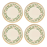 Lenox holiday salad plates with red-green design for elegant Christmas dinners