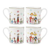 Lenox Merry Grinchmas mugs 4-pack, front view, Whoville design for cozy mornings.