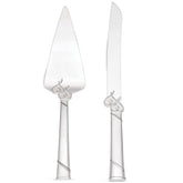 Lenox True Love cake knife with interlaced hearts and silverplate finish for elegant wedding cake cutting