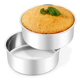Leonyo 6-Inch cake pan inside view showing sturdy stainless steel construction for even baking