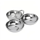 Leopacat stainless steel snack plate with 3 compartments, durable for everyday use.