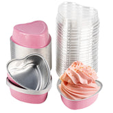 LepoHome 50pc pink heart-shaped pans with lids for easy portioned desserts