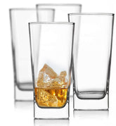 Le'raze square tall glasses provide versatile 4-pack for cocktails, iced drinks, and everyday use.