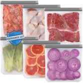 Lerine 6 pack gallon freezer bags, dishwasher safe and reusable for easy cleaning