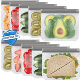 Lerine reusable sandwich bag on top rack, dishwasher safe for quick cleaning.