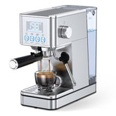LERTIN espresso machine front view shows a stylish home coffee station.