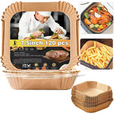 LHSHAD 4qt air fryer liner unbleached parchment supports quick cleaning after frying.