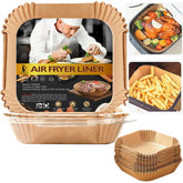 LHSHAD square air fryer liner 10-inch in use preventing sticking and simplifying cleanup.