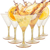 Liacere martini glasses set 11oz gold plastic for elegant parties with quick cleanup.