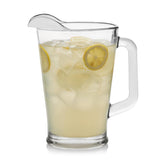 Libbey glass pitcher with clear pour spout and 60-ounce capacity for easy serving.
