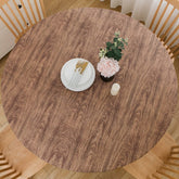 LIBERECOO round tablecloth with flannel backing demonstrates a snug non-slip fit.
