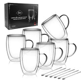 LIBWYS 6-pack double-walled glass cups keep drinks hot or cold longer.