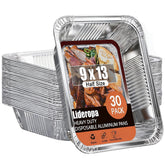 Lideropa 9x13 aluminum pan, sturdy and leak-proof for lasagna and meals.
