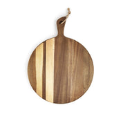 LiebeOlivee acacia cutting board round 16-inch on kitchen counter, perfect for slicing and serving.