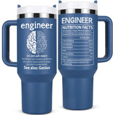 Lifecapido Engineer Nutrition Facts 40oz tumbler blue front view for daily durable use
