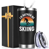 Lifecapido ski tumbler 20oz black front view for hot or cold drinks