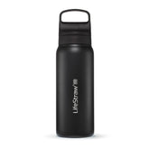 LifeStraw Go Series insulated bottle front view highlighting durable stainless steel and cooling capability.